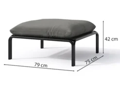 Pufa ogrodowa Worcully 75x72 cm w tkaninie hydrofobowej antracytowa/ czarny stelaż
