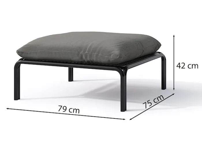 Pufa ogrodowa Worcully 75x72 cm w tkaninie hydrofobowej antracytowa/ czarny stelaż