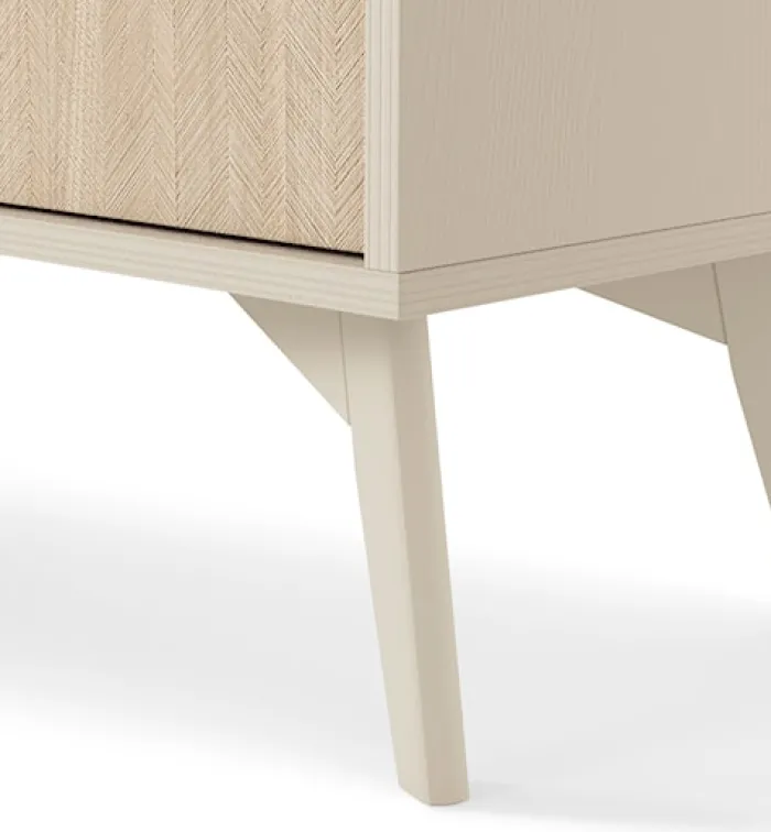Regał Favoria dwudrzwiowy 80 cm beżowy/jodełka scandi ze złotymi uchwytami