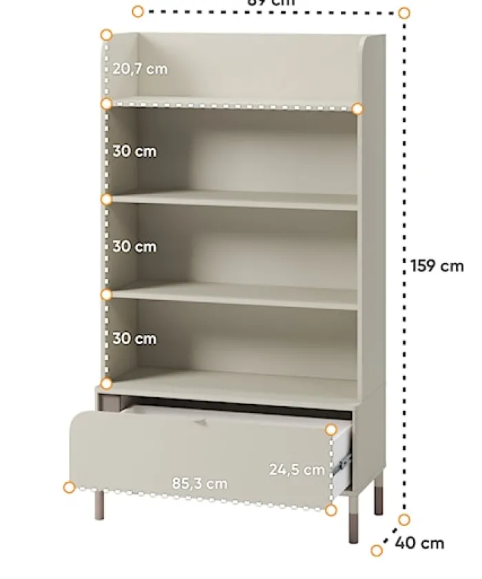 Regał Harmony z szufladą 89 cm kaszmir