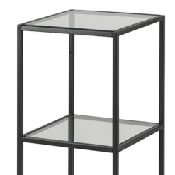 Regał Krapina 82,5 cm czarny ze szklanymi półkami