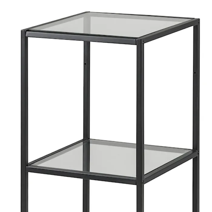 Regał Krapina 82,5 cm czarny ze szklanymi półkami