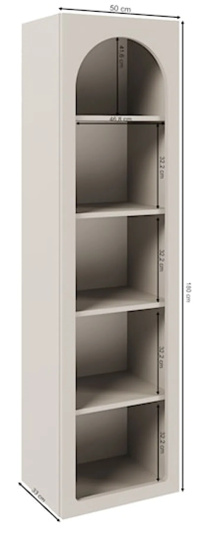 Regał otwarty Arkadia z pięcioma półkami 50 cm kaszmir
