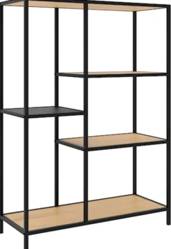 Regał otwarty Koneso 112 cm z pięcioma półkami dąb/czarny