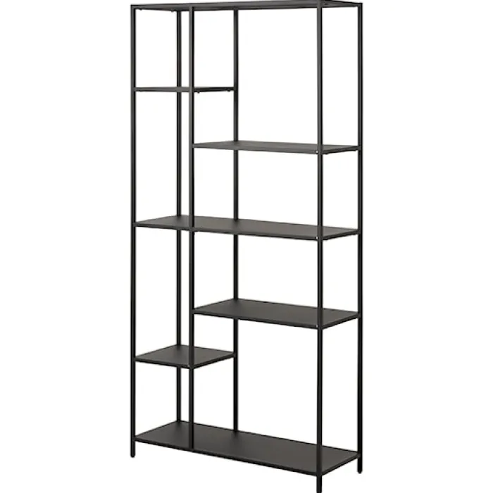 Regał otwarty metalowy Seaford niesymetryczny 165 cm czarny