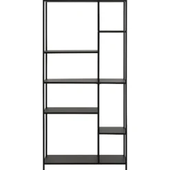 Regał otwarty metalowy Seaford niesymetryczny 165 cm czarny