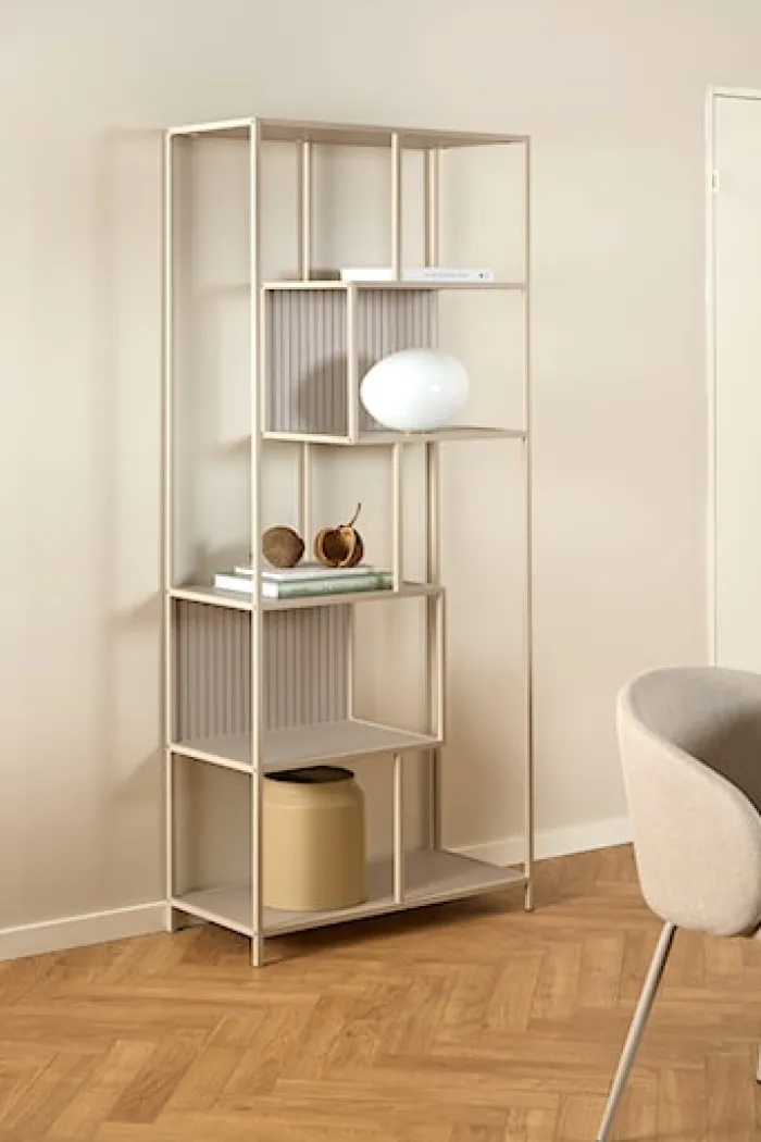 Regał Seaford 77 cm beżowy lamele