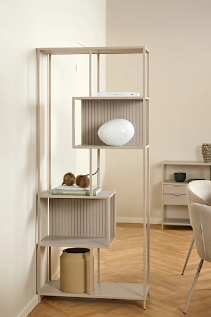 Regał Seaford 77 cm beżowy lamele