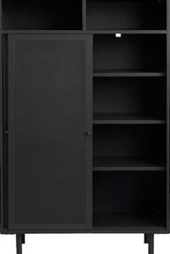 Regał Sonaves 140 cm metalowy z przesuwnymi drzwiami czarny
