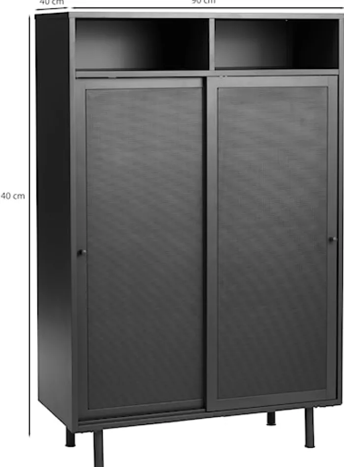 Regał Sonaves 140 cm metalowy z przesuwnymi drzwiami czarny