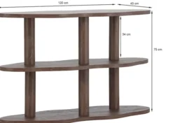 Regał Vorenne 120 cm z dwiema półkami orzech