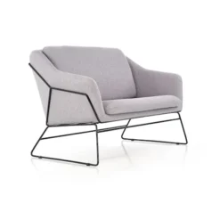 Sofa dwuosobowa Gasoina szara na czarnej podstawie
