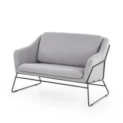 Sofa dwuosobowa Gasoina szara na czarnej podstawie