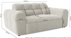 Sofa dwuosobowa Monti jasnoszara szenil