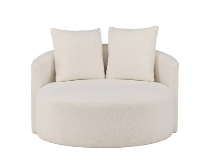 Sofa dwuosobowa Suppine biała w tkaninie boucle