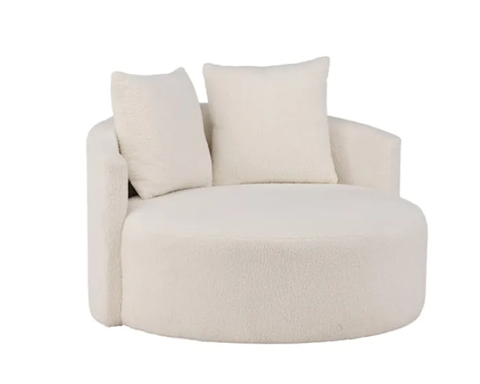 Sofa dwuosobowa Suppine biała w tkaninie boucle