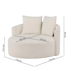 Sofa dwuosobowa Suppine biała w tkaninie boucle