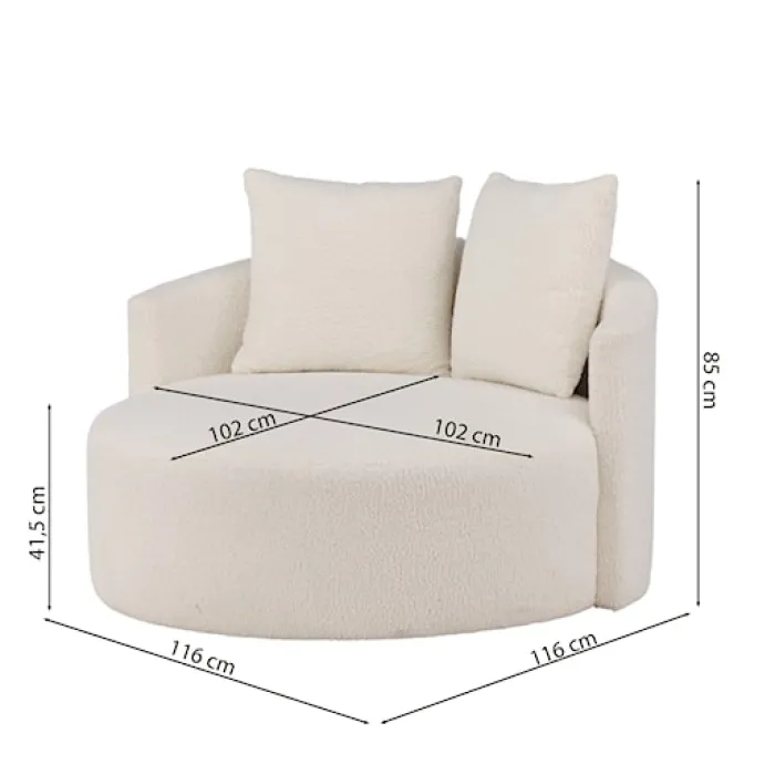 Sofa dwuosobowa Suppine biała w tkaninie boucle