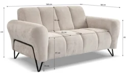 Sofa dwuosobowa Volare szarobeżowa szenil łatwoczyszczący
