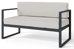 Sofa ogrodowa dwuosobowa Dywilly w tkaninie hydrofobowej szara/ czarny stela偶