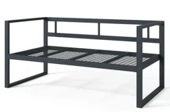 Sofa ogrodowa dwuosobowa Dywilly w tkaninie hydrofobowej szara/ czarny stelaż