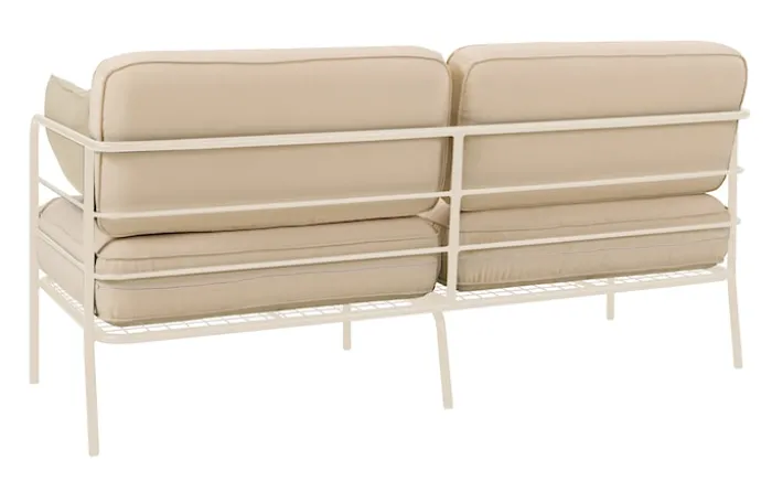 Sofa ogrodowa dwuosobowa Preggel 156 cm w tkaninie hydrofobowej beżowa/ kremowy stelaż