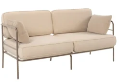 Sofa ogrodowa dwuosobowa Preggel 156 cm w tkaninie hydrofobowej beżowa/ beżowy stelaż