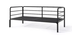 Sofa ogrodowa dwuosobowa Worcully w tkaninie hydrofobowej be偶owa/ czarny stela偶