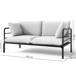 Sofa ogrodowa dwuosobowa Worcully w tkaninie hydrofobowej antracytowa/ czarny stela偶