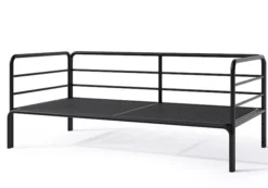 Sofa ogrodowa dwuosobowa Worcully w tkaninie hydrofobowej antracytowa/ czarny stelaż