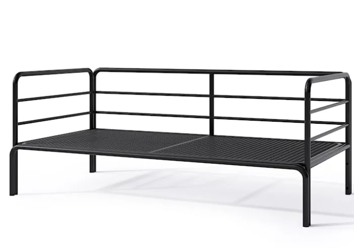 Sofa ogrodowa dwuosobowa Worcully w tkaninie hydrofobowej antracytowa/ czarny stelaż