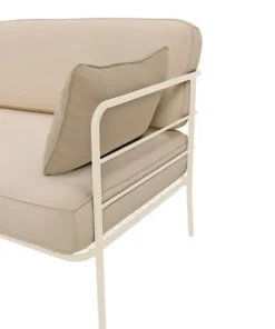 Sofa ogrodowa Preggel 116 cm w tkaninie hydrofobowej beżowa/ kremowy stelaż