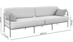 Sofa ogrodowa trzyosobowa Preggel w tkaninie hydrofobowej be偶owa/ kremowy stela偶