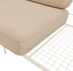 Sofa ogrodowa trzyosobowa Preggel w tkaninie hydrofobowej beżowa/ kremowy stelaż