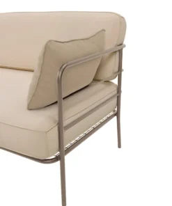 Sofa ogrodowa trzyosobowa Preggel w tkaninie hydrofobowej beżowa/ beżowy stelaż