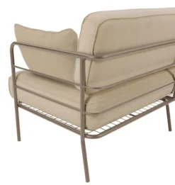 Sofa ogrodowa trzyosobowa Preggel w tkaninie hydrofobowej beżowa/ beżowy stelaż