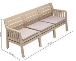 Sofa ogrodowa trzyosobowa Scrally z tworzywa sztucznego be偶owa