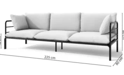 Sofa ogrodowa trzyosobowa Worcully w tkaninie hydrofobowej antracytowa/ czarny stela偶