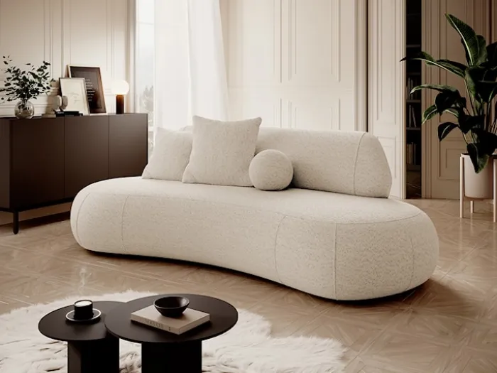 Sofa trzyosobowa Balme jasnobeżowa boucle