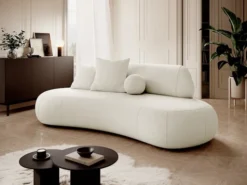 Sofa trzyosobowa Balme kremowa w tkaninie łatwoczyszczącej