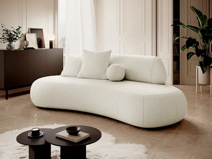 Sofa trzyosobowa Balme kremowa w tkaninie łatwoczyszczącej