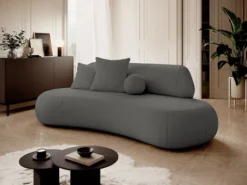 Sofa trzyosobowa Balme szara w tkaninie łatwoczyszczącej