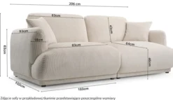 Sofa trzyosobowa Chacco jasnoszara sztruks