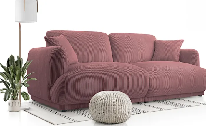 Sofa trzyosobowa Chacco różowa sztruks