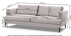 Sofa trzyosobowa Dragato miedziana welur