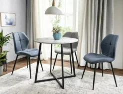 Stół do jadalni Luna okrągły blat 90 cm biały marmur