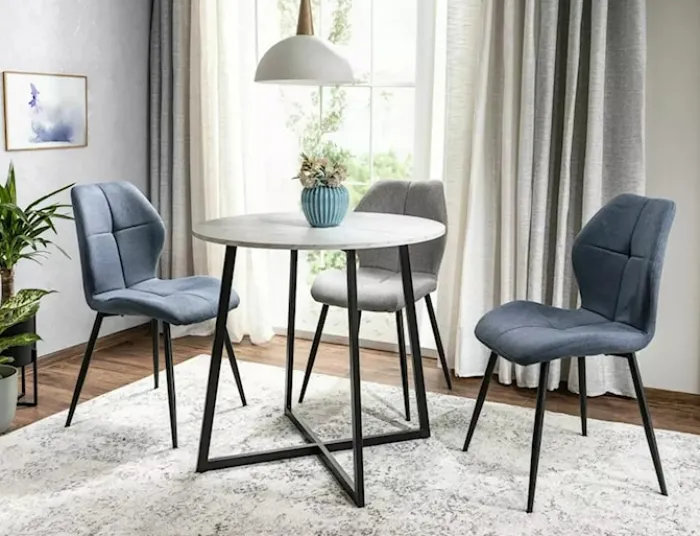 Stół do jadalni Luna okrągły blat 90 cm biały marmur
