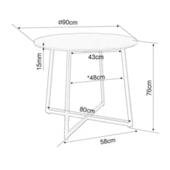 Stół do jadalni Luna okrągły blat 90 cm biały marmur