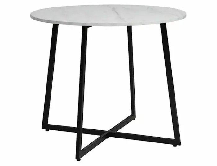 Stół do jadalni Luna okrągły blat 90 cm biały marmur