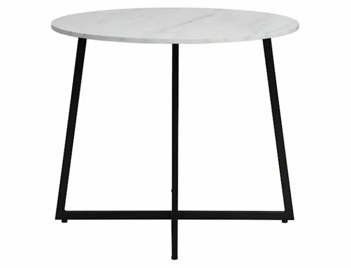 Stół do jadalni Luna okrągły blat 90 cm biały marmur
